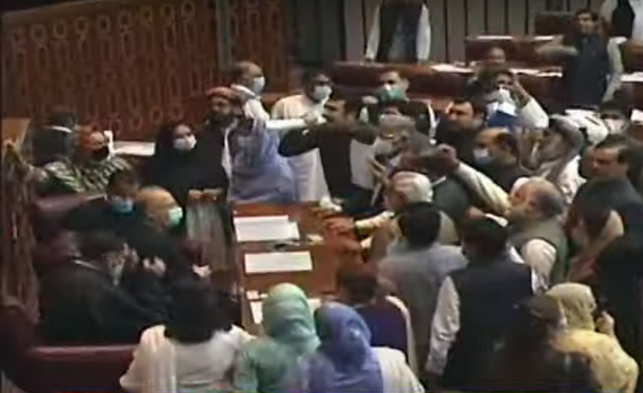 NA session adjourned as opposition created ruckus, besieged speaker's podium