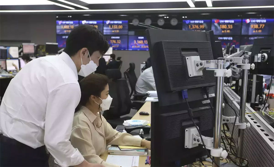 Asian shares push higher, dollar eases