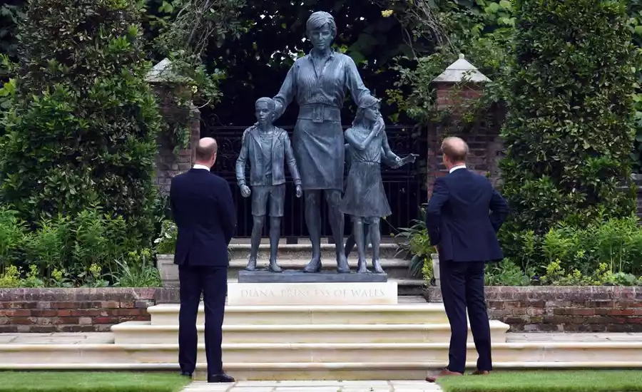 Britain's William and Harry put feud aside to unveil Princess Diana statue