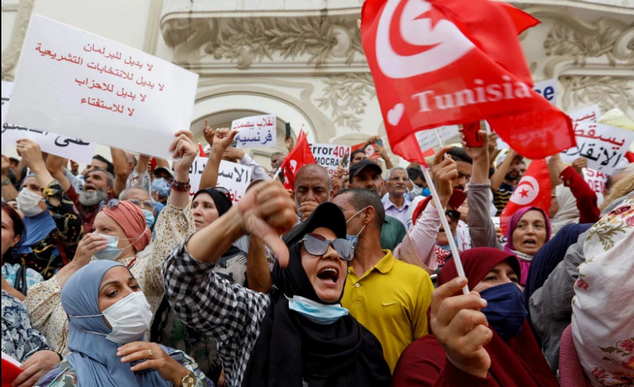 Tunisians protest over president's seizure of powers