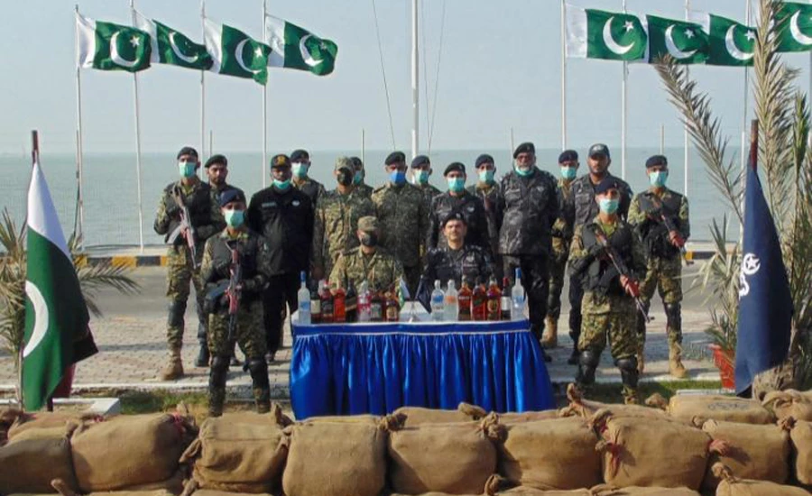 Pakistan Navy and Custom seize liquor in a joint operation at sea