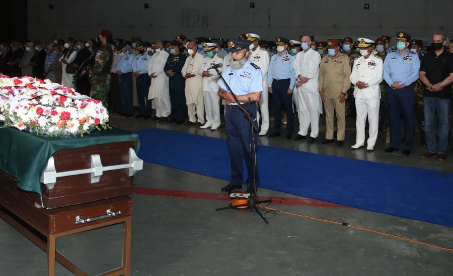 Former Air Chief Marshal (r) Farooq Feroze Khan laid to rest with full military honours