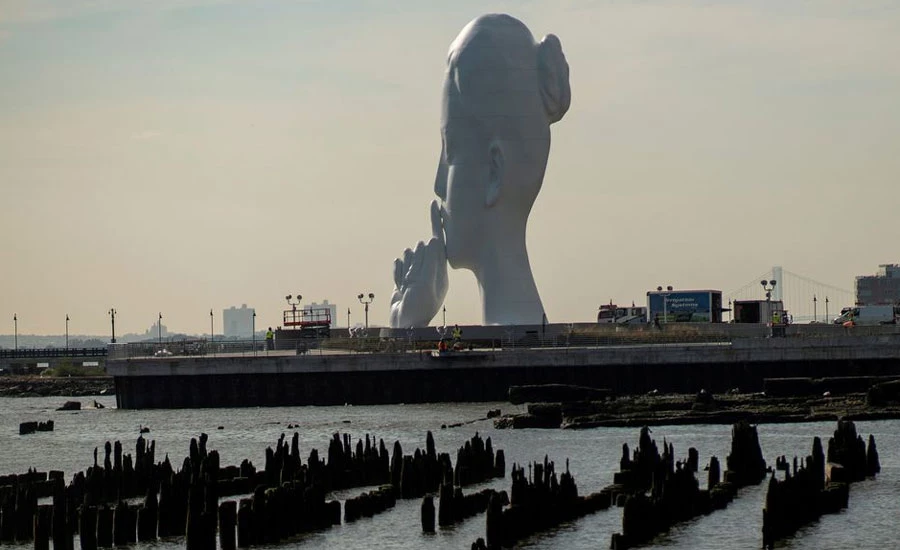 'Water's Soul': Massive white sculpture makes a statement in New York harbor