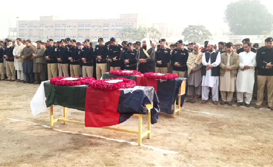 Funeral prayers for two policemen martyred in Hayatabad offered