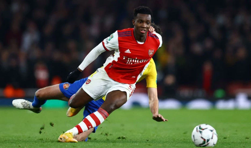 Soccer player Eddie Nketiah hat-trick fires Arsenal into League Cup semis