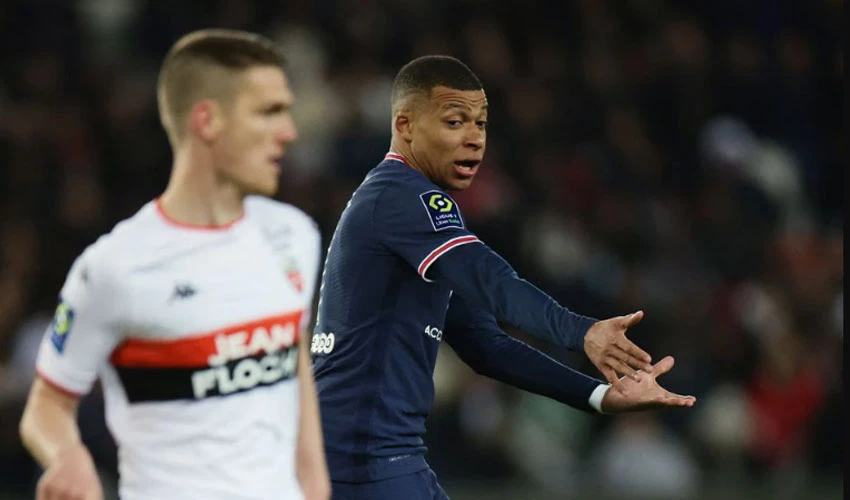 French football player Mbappe on fire as Ligue 1 leaders PSG destroy Lorient 5-1