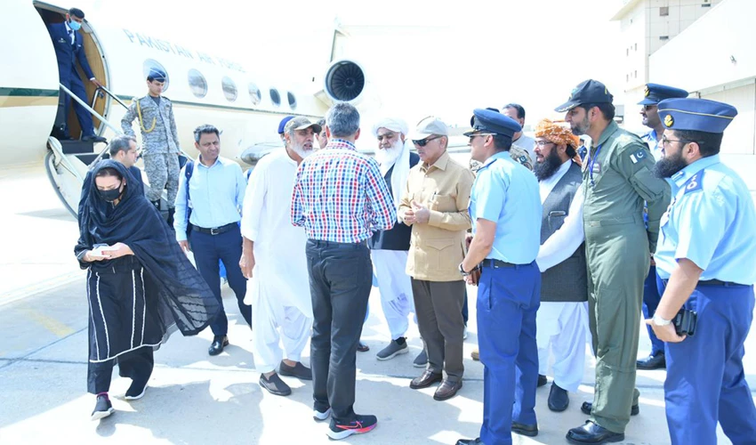 PM Shehbaz Sharif visits flood-hit areas of Sindh and Balochistan