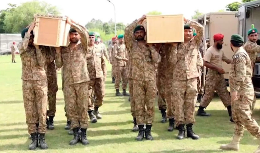 Funeral prayers of nine soldiers martyred in AJK road accident offered