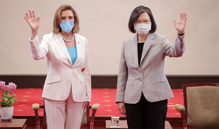 Pelosi hails Taiwan's free society as China holds military drills, vents anger