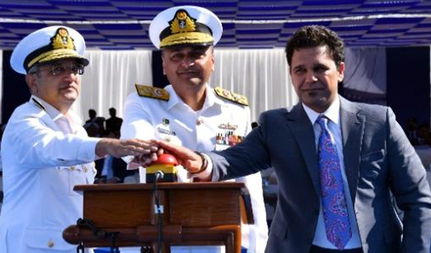 Keel laying ceremony of gun boat for Pak Navy held at Karachi shipyard