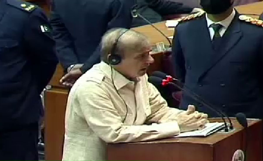 Shehbaz fails to deliver his speech in NA for third time due to commotion by MNAs